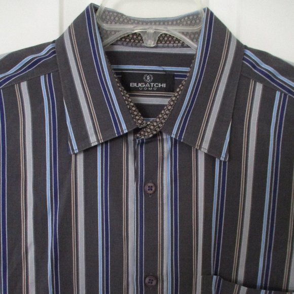 Bugatchi Mens L/S Cotton Stripe Button Down Casual Shirt - Size 17/35-36 or XL - Picture 3 of 3